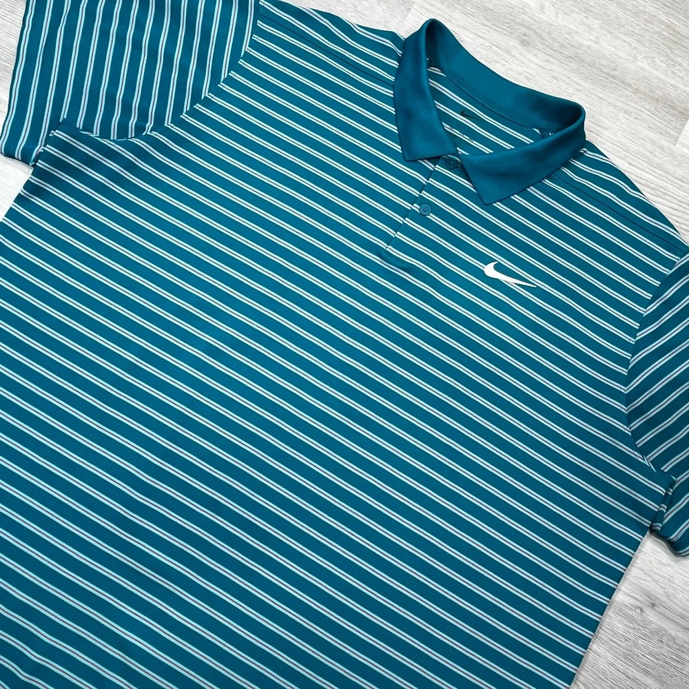 Nike Dri-FIT Men's Golf Polo Size XXL Shirt Striped Athletic Training